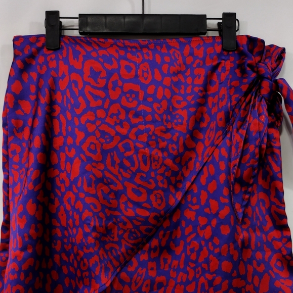 Sincerely Jules Animal Print Faux Wrap Skirt Women's L Purple Retro 90s Y2K - Picture 2 of 10